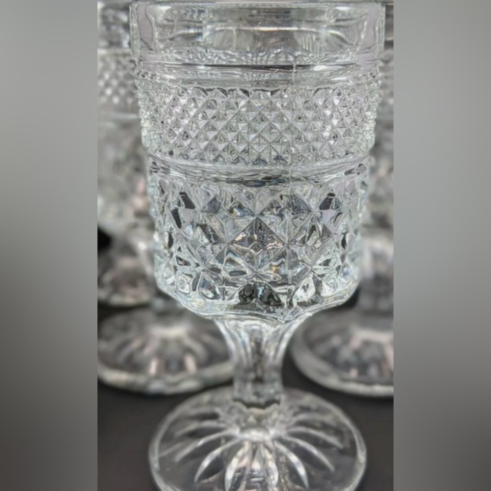Anchor Hocking‎ WEXFORD Water Wine Goblets Glass Clear Holiday Vintage Set of 5 - Picture 8 of 8